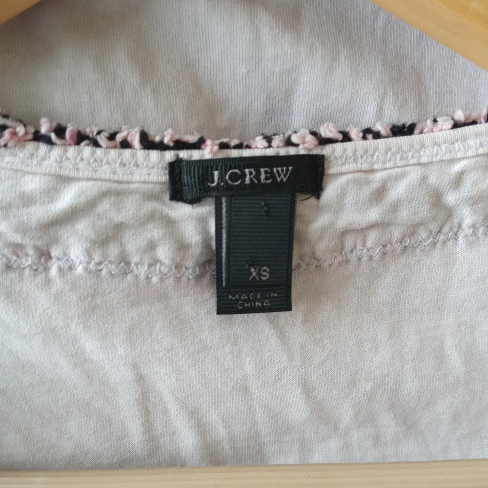J.Crew XS Pink and Blue Tweed Front Cotton Back Tee